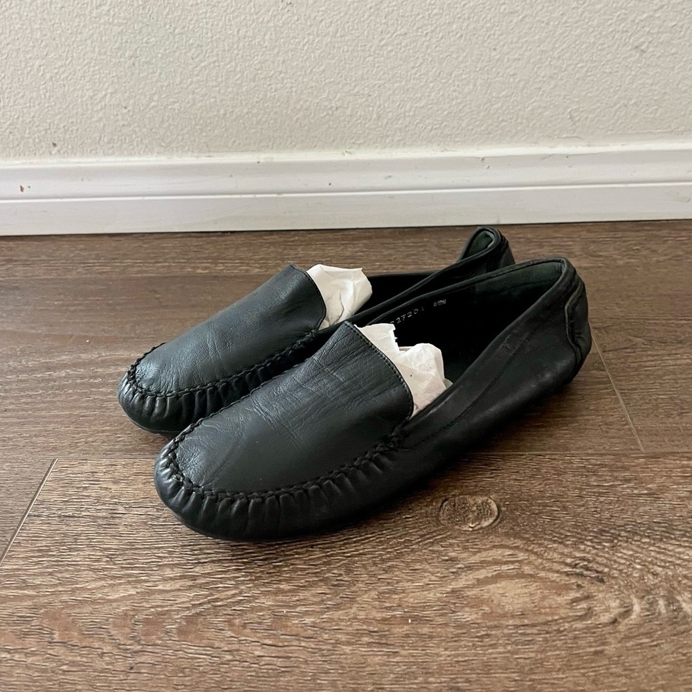 Elegant Black Leather Slip-On Loafers
